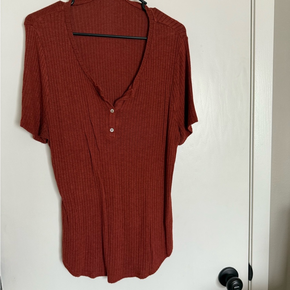 H&M Terracotta Ribbed Top